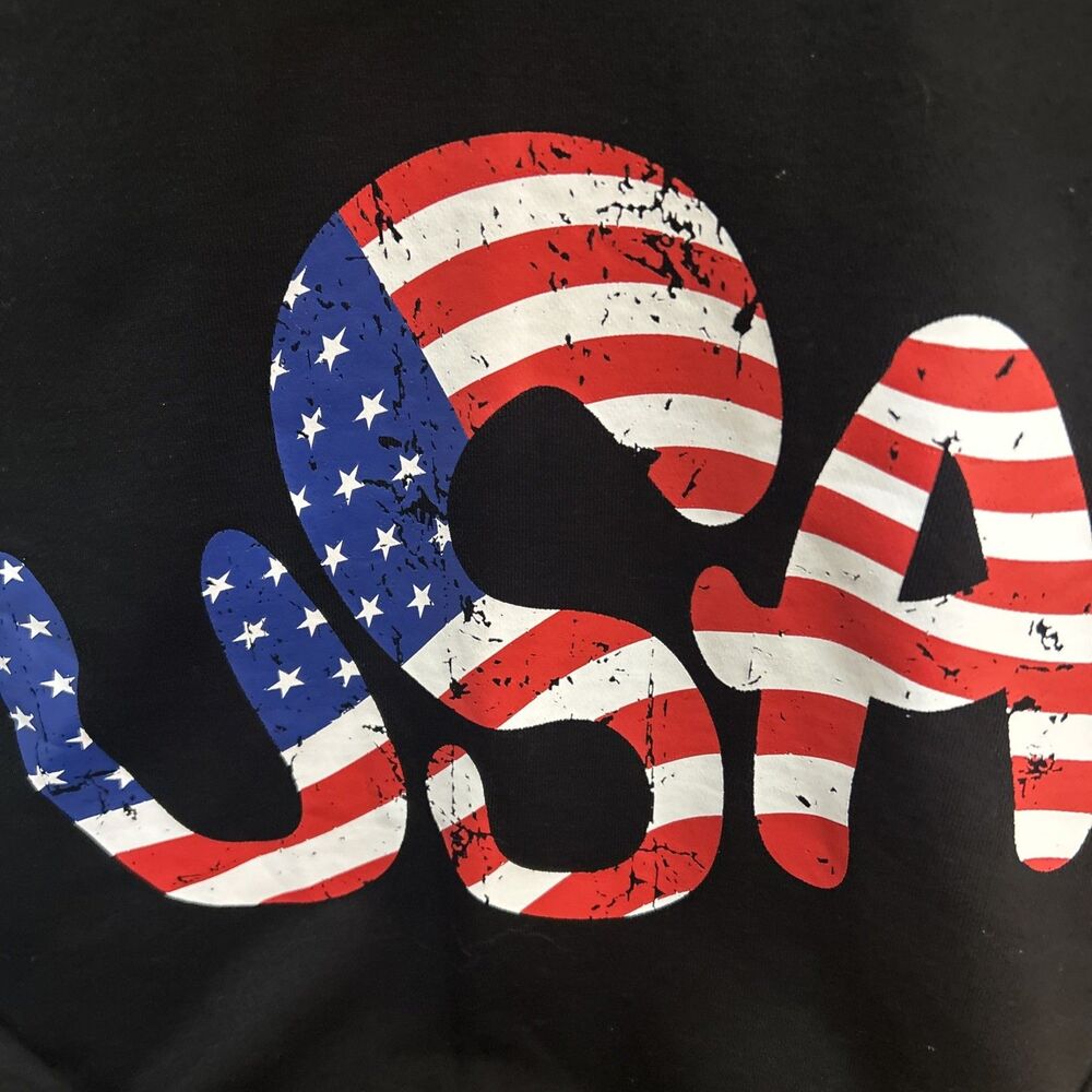 New BEGOING Womens Oversized USA Graphic Black Sweatshirt Medium - Picture 4 of 15